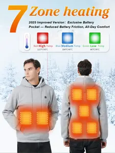 Heated Hoodie Sweatshirt, Seven Heating Zones, Adjustable Temperature Settings, Fashionable Practical Heated Design, Winter Wear