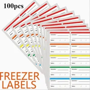 100pcs Colorful Refrigerator Labels Food Storage Label Stickers, Removable Fridge Stickers Ideal for food containers, kitchen refrigerator meal labels. Use for memo marking, to-do list tracking, and food date labeling.