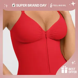 FeelinGirl Seamless Covered Bust Jumpsuit Thong Bodysuit Peach heart collar Fit Womenswear Comfort Shapewear Breathable Comfortable Day Sleeveless Corset Zipper Super Brand Day #Summervibes