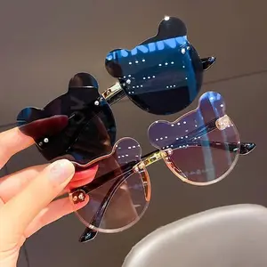 Kids Frameless Cartoon Bear Sunglasses, Cute & Stylish UV400 Protection Eyewear