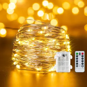 Household daily necessities Fairy Lights Battery Operated String Lights with Remote Control Timer, 33Ft 100 LED Waterproof 8 Modes Copper Wire Warm White Twinkle String Lights for Christmas (Warm White, 1Pack)