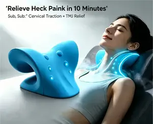 Neck Stretcher, Neck Hump Corrector, Neck and Shoulder Relaxer Cervical Traction Device Pillow for Muscle Relax and TMJ pain Relif (C neck pillow) Blue Body Care