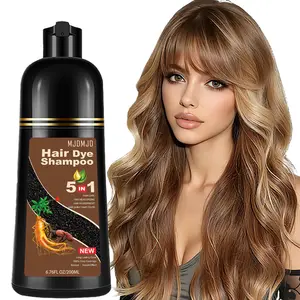 5-in-1 Blonde Brown Hair Dye Shampoo, Natural Plant-Based Formula with Herbal Ingredients, Quick Gray Coverage in 10-15 Mins, Long-Lasting 3-4 Weeks, Vegan Ammonia-Free Coloring Shampoo & Beard Dye, Unisex for Women & Men, 200ml Haircare