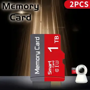 2-Pack × 1TB Micro SD memory card - including adapter. Compatible with flash memory cards, mobile phones, cameras, players, game consoles, monitors, headphones and speakers. surveillance system sd adapter high speed personal computer