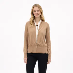 Faux Two-Piece Design · Wool-Blend V-Neck Cardigan