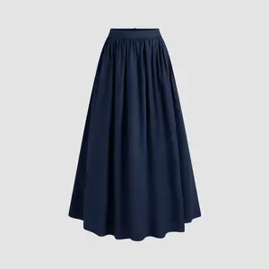 Cider Mid Rise Solid Ruffle Maxi Skirt
