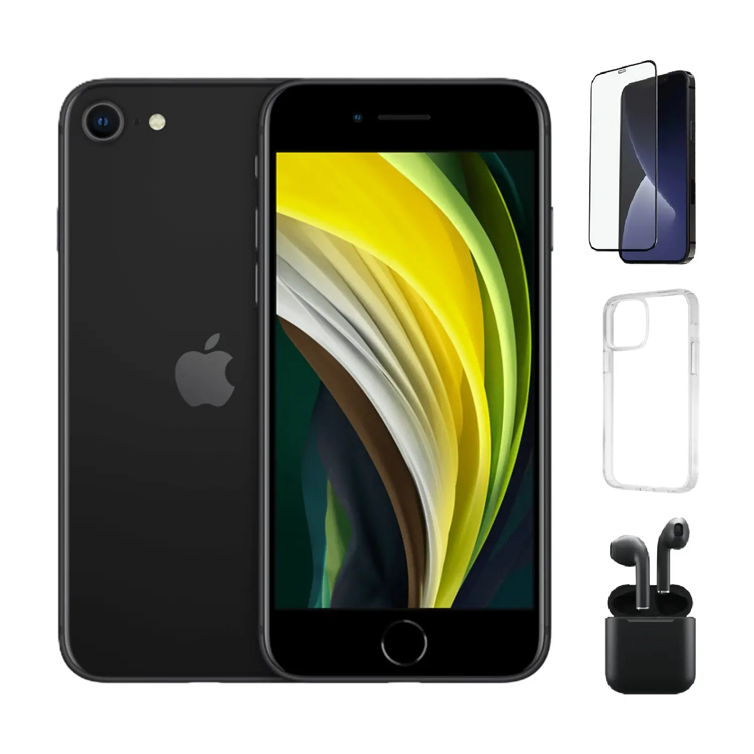 Refurbished iPhone SE 2nd Gen (Unlocked)-Good Condition with Case, Wireless Earbuds,Tempered Glass Screen Protector & 1 Year Warranty  A2275