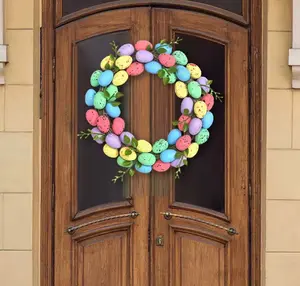 Pastel Bloom Easter Wreath with Pastel Egg Design & Greenery Accents for Spring Decor Lightweight & Durable for Doors Walls Mantels