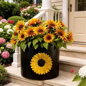 Iron Sunflower Planter Pot, Versatile Indoor and Outdoor Use, Durable Metal Flower Pot, Perfect for Home Decor, Easy to Place Anywhere