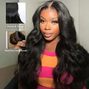 Bling Hair 13x6 Lace Front Wigs Human Hair 180% Density Wear and Go Glueless Wigs Human Hair Pre Plucked Pre Cut Pre Bleached Knots Body Wave Drawstring Ear-to-Ear HD Lace Frontal Wig 24 Inch