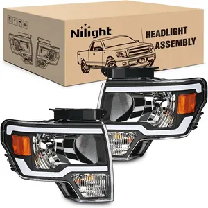 Nilight Headlights Assembly for Ford F150 F-150 2009 2010 2011 2012 2013 2014 (Not for factory HID Model) Led DRL Headlamp,Black Housing