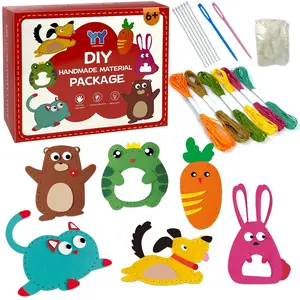 Kids Animal Felt Sewing Kit, Beginner Art Craft DIY Sewing Toy, Educational Creative Gift for Boys Girls, Easter Christmas Presents