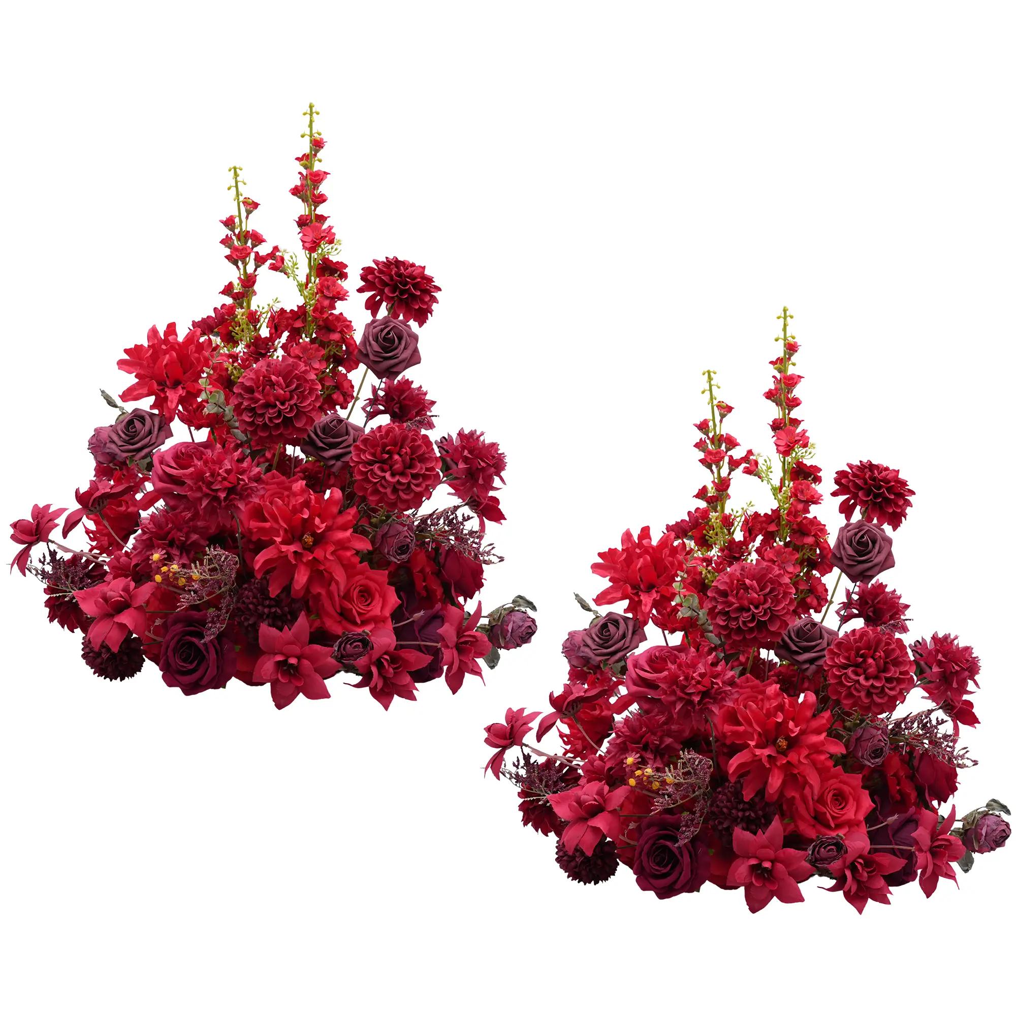S-A8966 2pcs Synthetic Silk Burgundy Red Decorative Art Deco Table Centerpieces - Sofa Runner, Aisle Flower Ornaments for Wedding, Valentine's Day Festive Home Supplies