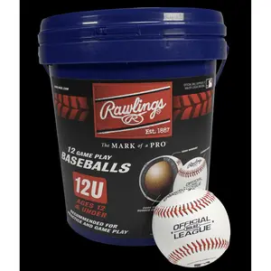 Rawlings ROLB2 12U Official League Youth Practice Baseball Bucket, 12 Count