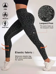Women's High Elasticity Seamless Leopard Print Sporty Tight Pants, Designed for Women, Perfect for Active Wear & Gym Sessions, Leopard Print Leggings