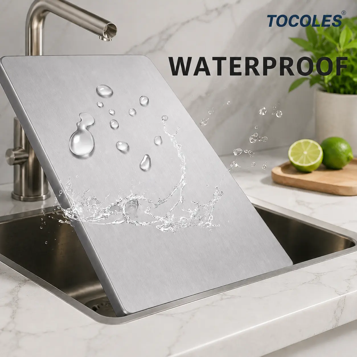 Stainless Steel Chopping Board - Non-slip Kitchen Cutting Board for Use with Knives, Essential Household Kitchen Accessory Gadget