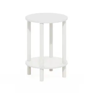 TURN-N-TUBE White 2-Tier Open Shelf Side Table, Tool-Free Assembly, Coffee Table for Bedrooms, Small Spaces