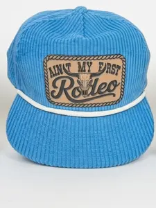 Not my first rodeo hat patch on corduroy fabric hat
