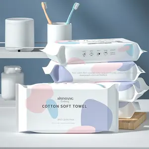 Pure cotton dry tissue, soft cleansing face towel, disposable facial towel unscented extra thick cotton tissue, suitable for sensitive skin, makeup remover wipes Travel Disposable