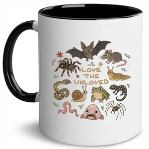 CupiCo Love The Unloved Ceramic Mug, Cute Weird Animal Coffee Mug, Retro Entomology Tea Cup, Science Nerd Mugs, Bug Lover Gift Drinkware