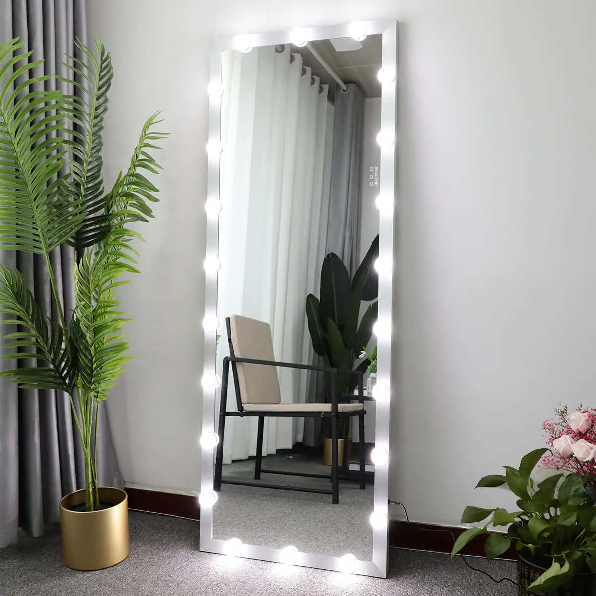 63"x24" Full Body Mirror with 22 LED Lights, 3 Color Modes, Touch Control, Aluminum Frame, Silver