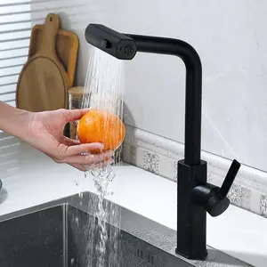 TRIPHIL Kitchen Faucet with Pull Down Sprayer Matte Black, 360° Rotate Spout Stainless Steel Metal, Hot and Cold Single Handle 3 Modes Spraying Setting, Stream Spray Seep Blade High Pressure