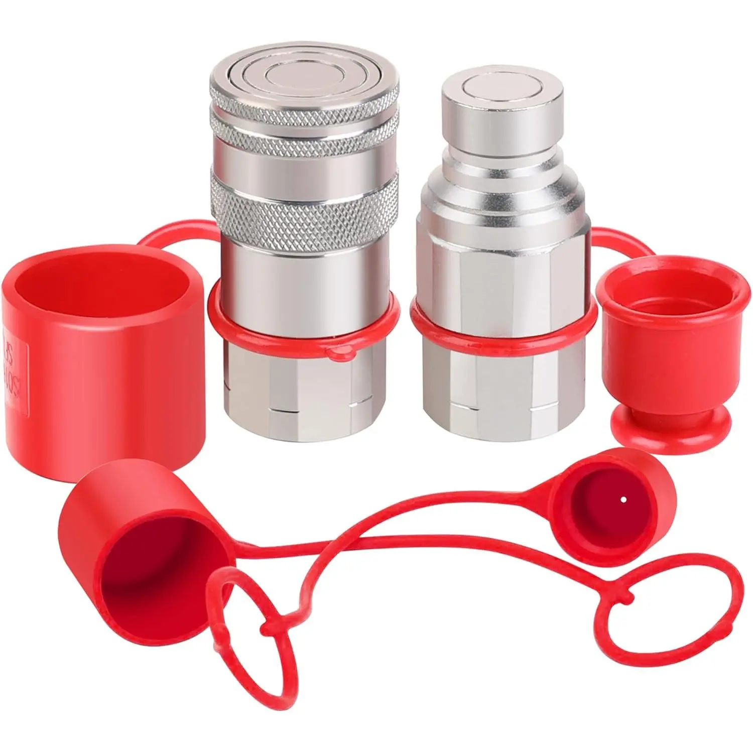 1/2'' NPT Skid Steer Hydraulic Couplers, Bobcat Flat Face Quick Connect Fittings with 2 count Dust Covers