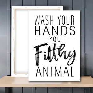 1pc Wooden Framed, Bathroom Quotes Wall Decor, Black and White Bathroom Wall Art Canvas Painting, Toilet Decor Signs Canvas Art Print Poster, Washroom Wall Picture, Modern Home Decor