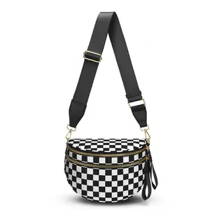 Checkered Crossbody Bag, Spacious Purse,Fanny Packs with Shoulder Strap, Women'sFashion Saddle Bag,Trending Style,#MotherDayGift
