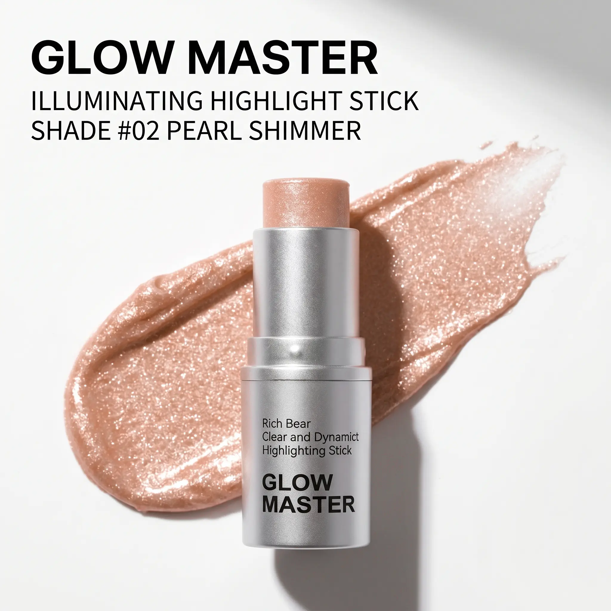 Rich Bear 3PCS Highlighter Stick Set, Creamy Shimmer Glow Makeup, Blendable Face Illuminator for Cheeks, Nose, Brow Bone & Body