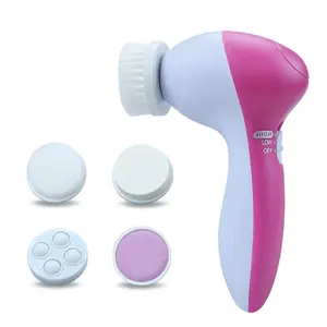 Exfoliating Electric Facial Cleanser Silicone Scrub Pore Cleaner Spin Sonic Facial Cleansing Brush (5 in 1 Facial Cleansing Brush)