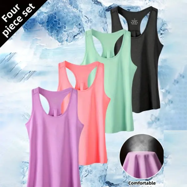 Women's Summer Racerback Tank Tops - 4-Pack, Breathable Quick-Dry Activewear Sports Tops for Gym Workouts, Tank Top