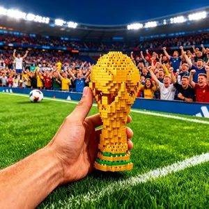 Football trophy model building blocks for fans and enthusiasts, 3D assembly, educational, stress-relieving, fun building art ornament, birthday toy gift