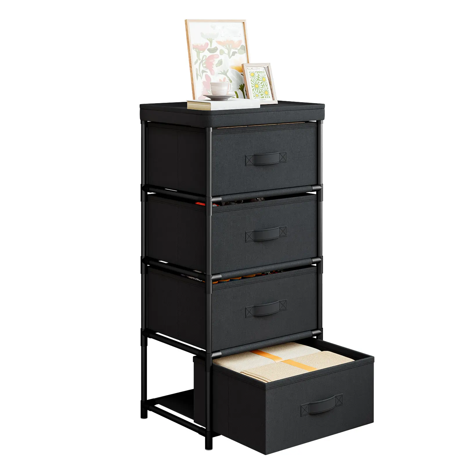 Sturdy Nonwoven Fabric Dresser with Metal Frame - Metal Frame Steadies Heavy Use, 4/6/8-Drawer Sliding Door Indoor Storage Cabinet, Drawers for Bedroom, Closet Storage, Elegant Look for Any Room Furniture