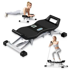 Portable Ski Balancing Machine, Ski Simulator Balance Board with Resistance Bands & LCD Monitor, Full Body Cardio Workout Stepper Exercise Machine 300 lbs Capacity, Ski Exercise Machine for Home