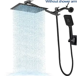 High-Pressure Showerhead Set, 10-inch High-Pressure Rainfall Showerhead with 11-inch Adjustable Extension Arm and 3 Settings Handheld, Powerful Showerhead to Withstand Low-Pressure Water with 78-inch Long Hose Bathroom Waterfall Modern