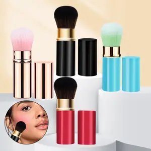 Retractable Blush Brush with Lid, Ultra-Soft Fiber Makeup Tool, Portable Face Powder Applicator, Ideal for Cheeks & Loose Powder, Cosmetic Brushes