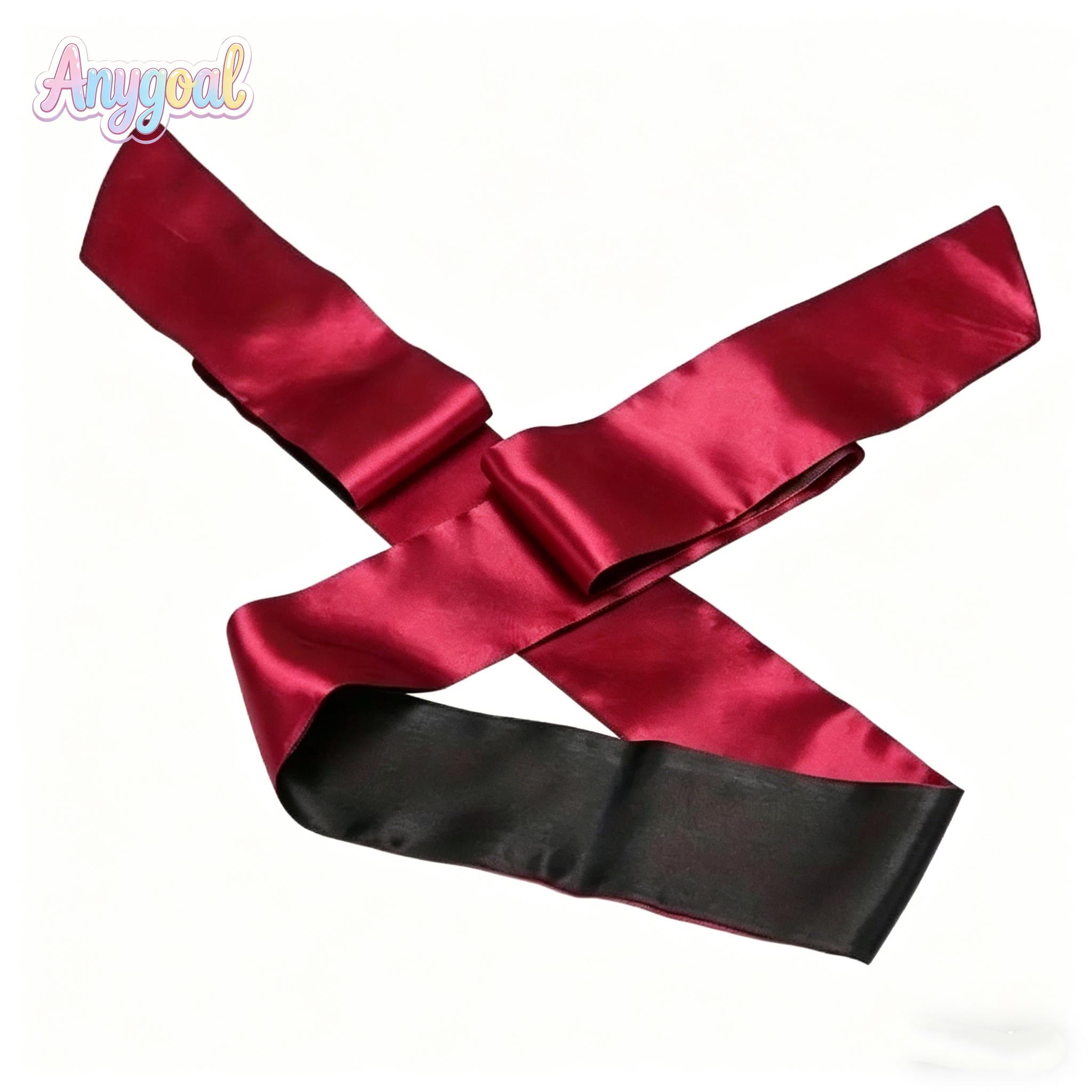 ANYGOAL 2-Pack Solid Satin Long Eye Mask for Women Soft Silk Tie Blindfold Lightweight Smooth Eye Cover for Sleep Nap Relaxation Travel Spa Restful Nights Waterproof LED Glowing Pumpkin Skull Party Rings Red & Black Decor