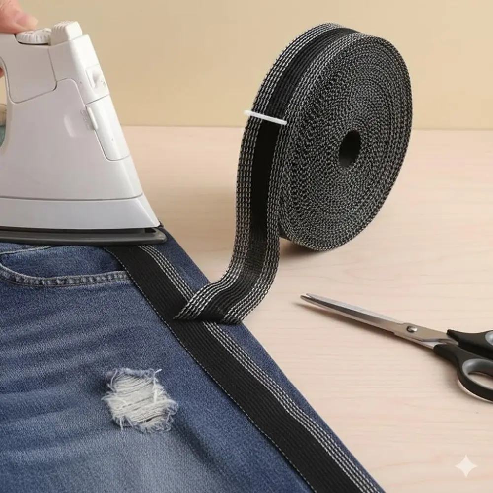 Adjustable Pant Hemming Double Sided Sticky Tape:, Portable DIY Jeans & Trousers Length Fixer for Adults & Kids. Durable, Wash-Proof Fabric Adhesive Patch for Clothing Adjustments, Travel & Home Repairs.