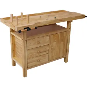 Hardware Wood Workbench - Wooden Workbench for Garage Workshop and Home