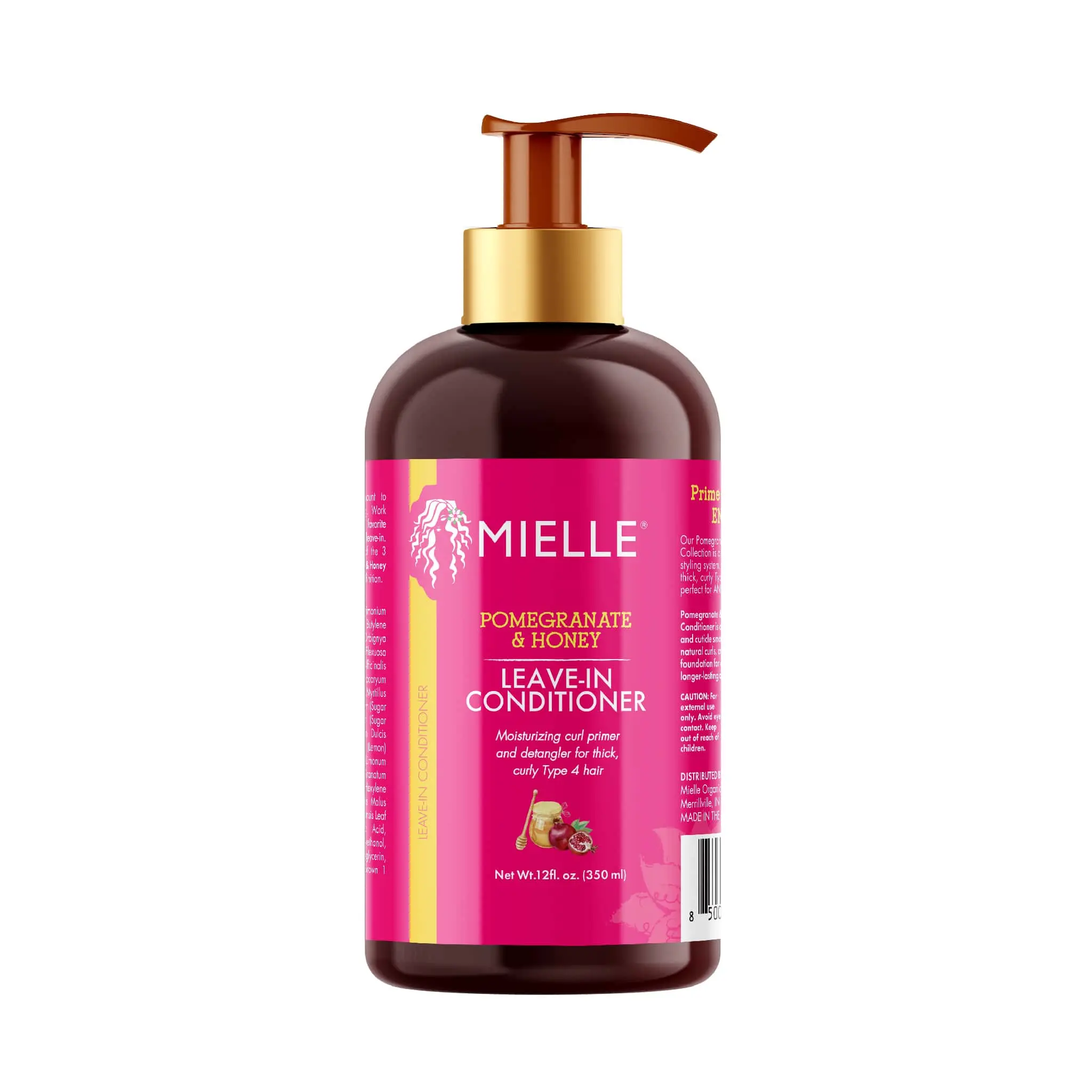 Mielle Pomegranate & Honey Leave-In Conditioner, Lightweight Organic Haircare Moisturizer for Frizz Control and Hydration for Thick, Curly & Type 4 Hair, 12 oz