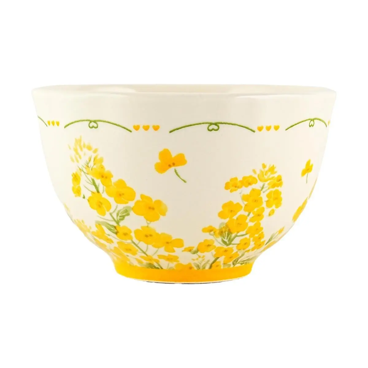 Golden Lion 4.5 Inch Ramekin Bowl - "Milk White" Rapeseed Flower Design, 400ML Capacity, Ceramic Dessert Bowl for Ice Cream, Soups, Snacks