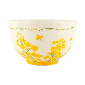 Golden Lion 4.5 Inch Ramekin Bowl - "Milk White" Rapeseed Flower Design, 400ML Capacity, Ceramic Dessert Bowl for Ice Cream, Soups, Snacks