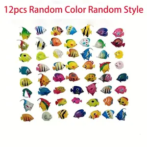 12 Piece Realistic Tropical Fish Aquarium Decor Set, Floating Artificial Fish, Durable Eco-Friendly Plastic, Freshwater & Saltwater Tank, Home Office Use