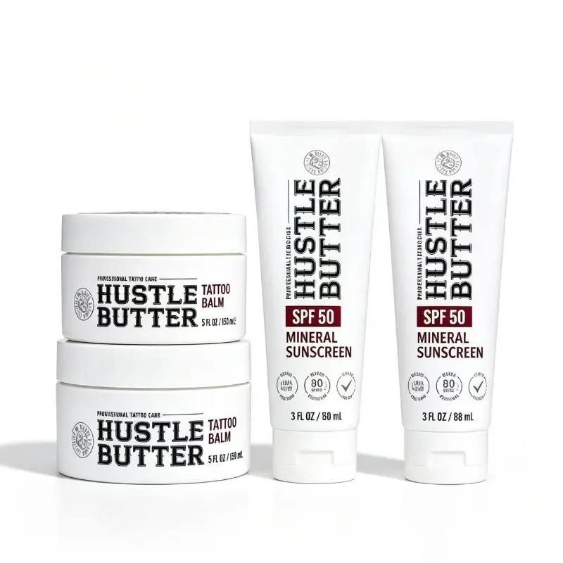 【Buy 2 Get 2 Free】Tattoo Care Complete Bundle Set -  Hustle Butter Skin Repair Healing Balm, Water-Resistant SPF50 Sunscreen