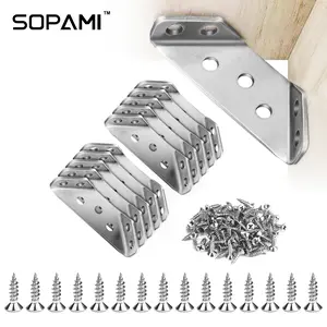 SOPAMI 20PCS Heavy Duty Corner Braces Furniture Reinforcement Bracket Kit with Screws for Wood & Drywall Secure Fastening Solution
