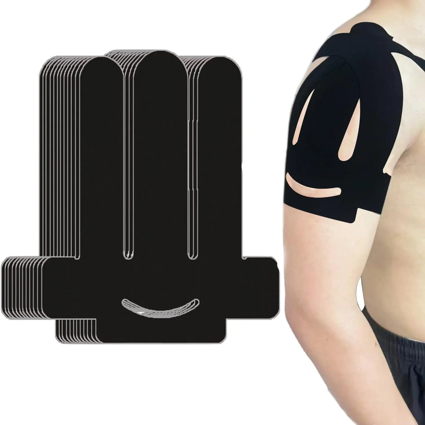 Pre-Cut Kinesiology Tape for Shoulders, 10-Pack Cotton Athletic Strips for Unisex Adults, Waterproof & Breathable for Lifting & Rotator Cuff Support, Shoulder Joint Support, Targeted Shoulder Pain Relief