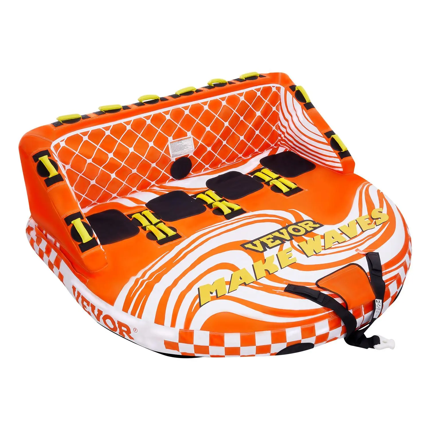 【SummerFinds】VEVOR Towable Tube for Boating, 1-4 Riders Inflatable Boat Tubes and Towables, 680lbs Water Sport Towable Tube for Boat to Pull - with Full Nylon Cover, 22 Grab Handles, Dual Tow Points & Safety Valve