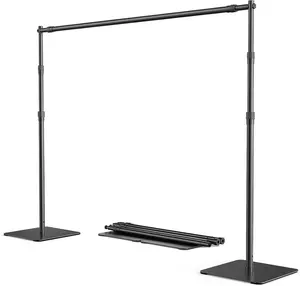 Backdrop Stand, 8x10 ft Adjustable Photo Backdrop Stand Kit, Heavy Duty Backdrop Stand with Steel Base for Photography, Photo Video Studio, Birthday Parties, Wedding