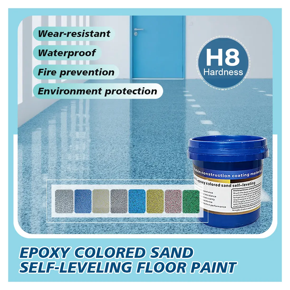 High-Gloss Floor Epoxy Paint, Waterproof & Scratch-Resistant, Ideal for Small-Scale Floor Repairs, Epoxy Colored Sand, 1.12-3 Gallons